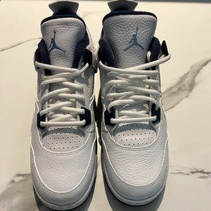 Air Jordan 4 Retro BG Size BOYS 6.5 white/legend blue-midnight navy